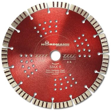 NORDMANN DIAMANTTECHNIK Diamant Trennscheibe MAX-2 Turbo 230 x 22,23 mm, Diamantscheibe für Granit, Beton, Stahlbeton, Klinker und Ziegel