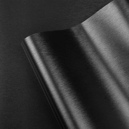 LXCREAT Papel tapiz adhesivo de acero inoxidable cepillado negro para electrodomésticos de 15.8 x 78 pulgadas, papel tapiz metálico resistente al calor para lavavajillas y horno