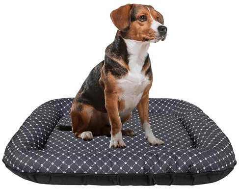 BOUTIQUE ZOO Hundebett - Wasserfest, Waschbar Hundematte aus Codura | In & Outdoor für große Hunde | Farbe: Schwarz/Muster: Pfoten, Größe XL: 105 x 85 cm