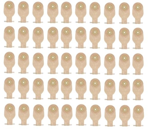 Cpolebev 50 Stück Stomabeutel, Einteilig, Entleerbare Beutel für Kolostomie, Ileostomie, Stomapflege, 20-60 mm Ablassventil, Kolostomiebeutel