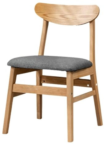Massive Eiche Esszimmerstuhl 6er Set mit Stoffsitzkissen, Holz Küchenstühle für Zuhause und Café, Grau Finish