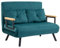 HOMCOM Schlafsofa, 2-Sitzer, klappbares Schlafsofa mit Rückenlehne, verstellbar auf 5 Ebenen und 2 gepolsterten Kissen, Stoff in Samt-Optik, für Wohnzimmer, Gästezimmer, 102 x 73 x 81 cm, dunkelblau