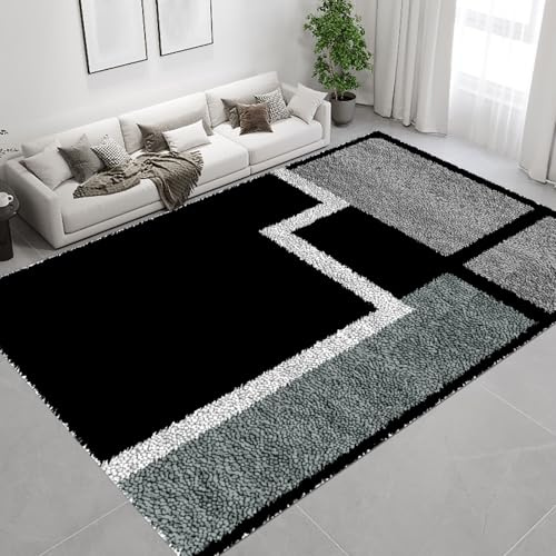 QUIYAEZY Knüpfteppich Zum Selber Knüpfen Groß, Knüpfhaken-Sets für Anfänger, Vorgedrucktes Muster Leinwand Teppich, Stickerei Handwerk Für Erwachsene Handarbeiten DIY Teppich 140x160 cm