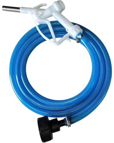 AdBlue Fuel Dispensing Kit, Metal Gun with 19mm Hose, Tank Adaptor Set, White and Blue (4m hose kit)