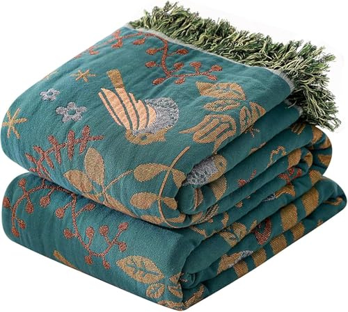 HOORDRY Boho Doppelseitig Tagesdecke 230x275CM Blau/Beige