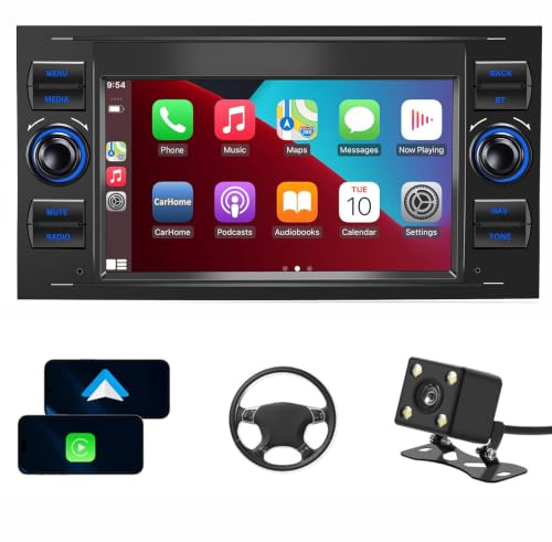 Autoradio para Ford Fiesta 2009-2014, Pantalla Táctil 9 Pulgadas | Carplay Wireless, Android Auto, Bluetooth, Radio FM RDS con Ecualizador