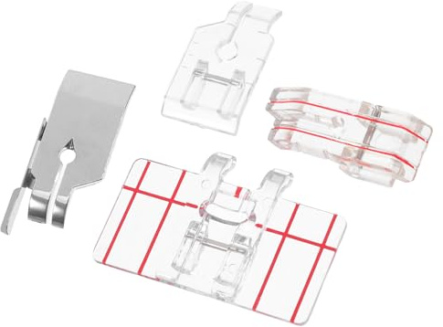 MOKKHNB Ensemble de 4 Pieds Presseurs Universels pour Machine à Coudre, Pied Presseur de Rechange en Acier Inoxydable et Plastique, Installation Facile, Multi-Usage pour Travaux de