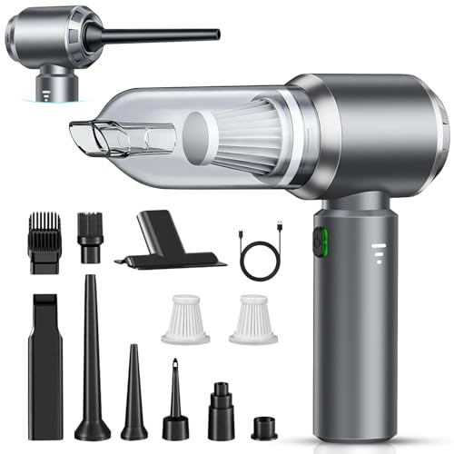 NVKHG Aspirador de Mano, 26000Pa Mini Aspirador Recargable, Aspiradoras de Mano Coche 3 en 1 con Motor sin escobillas, Aspirador sin Cable para Coche, para Uso en la Oficina, el hogar, la Cocina