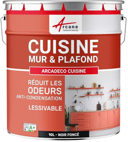 Pintura lavable para cocina, paredes y techo: ARCADECO - 1216 - Negro intenso RAL 9005 - ARCANE INDUSTRIES