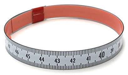 Skalenbandmaß 30cm mit Selbstklebefolie - Bezifferung von rechts nach links - Stahl weiß lackiert - Breite: 10mm, mit Duplexteilung - Gehrungsband Anschlagband Rollbandmaß Lineal