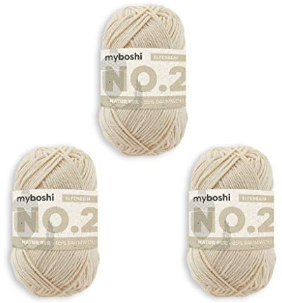 myboshi Häkel- und Strickgarn | Modell: No.2 mit Kapokfaser | Leichtes Garn | 3-Pack Ball Garn | 2920 Elfenbein