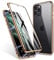 ZHIKE Phone Case Compatible with iPhone 11 Pro Max, Magnetic Adsorption Case Front and Back Tempered Glass Full Screen Coverage One-piece Design Flip Cover [Support Wireless Charging] (Clear Golden)