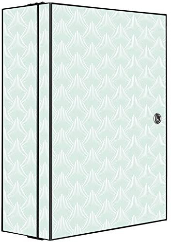 banjado Medizinschrank abschliessbar mit Motiv Strahlen Mint 35x46x15cm - großer Arzneischrank für die Hausapotheke - Medikamentenschrank aus Metall zur Medikamenten Aufbewahrung
