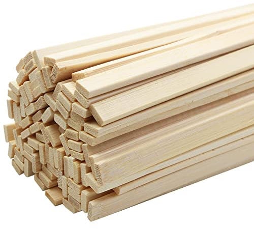 Fansunta 100 Stück 38,1 cm starke natürliche Bambusstäbchen, Holz-Stäbe, extra lange Stäbchen, Holzstreifen für Bastelprojekte, 3/8 Zoll Breite
