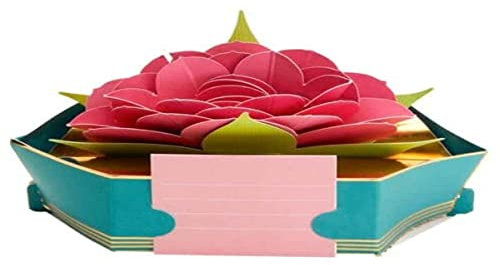 Draeger Paris - Pop Up Karte, Karte 3D Grußkarte mit Umschlag - Royal Lotus Blume Japanische Zen Pink - format 18 x 11,5 cm