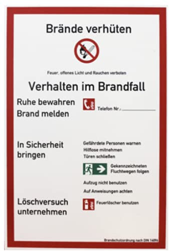 Brandschutzordnung Teil A Brände DIN 14096 nur Feuerlöscher ohne Wandhydranten