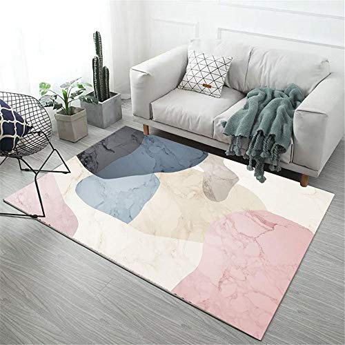 Teppich Kinder Teppich Leicht zu reinigendes rosa blaues gelbes geometrisches Design zum Waschen von Teppich Teppich waschbar küchenteppich waschbar rutschfest 160X230CM