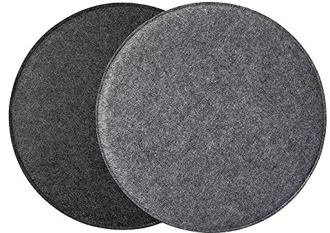 luxdag Sitzkissen mit Schaumstoffkern aus Filz 2er Set (Form & Farbe wählbar) - Sitzauflage zweifarbig für Stuhl, Bank & Hocker - Sitzpolster für Haus & Garten