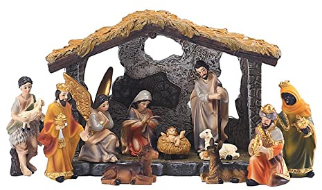 Gereton Die Real Life Krippe, Weihnachtskrippe Stabil, Religiöse Krippenfiguren Krippenhaus Statuen Weihnachts Figuren Tischszenen, Jesus Geburts Set