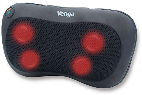 Venga! Shiatsu-Massagekissen mit Heizung, 4 Massageköpfe, Auto-Reverse-Funktion, schwarz, VG MAS 3000