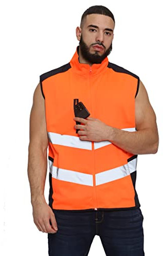 Parsa Fashions HI Vis Viz Body Warmer Visibility Fleece Polyester Waterproof Gilet Waistcoat (as8, alpha, one_size, regular, regular, Orange-Navy, L)