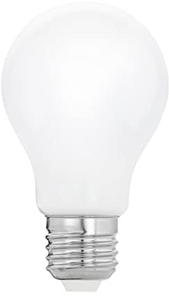 Eglo E27 LED dimmerabile, lampadina opalina, 7,5 Watt (equivalente a 60 Watt), 806 lumen, luce bianco caldo, 2700k, lampadina A60, Ø 6 cm