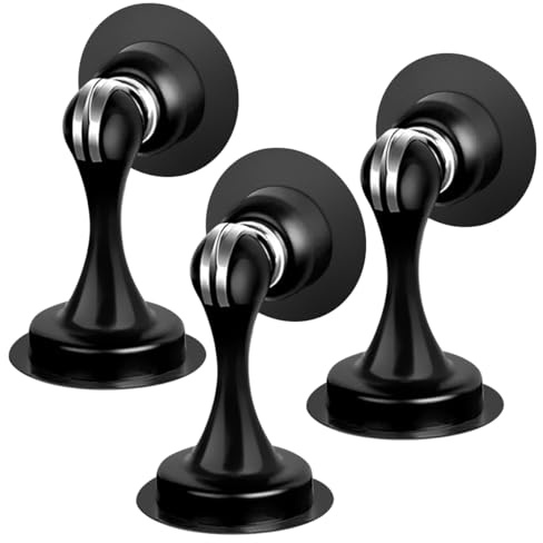 Türstopper, 3 Stück Magnetischer Türstopper, robuster magnetischer Türstopper Wandbodenhalterung, schwarz
