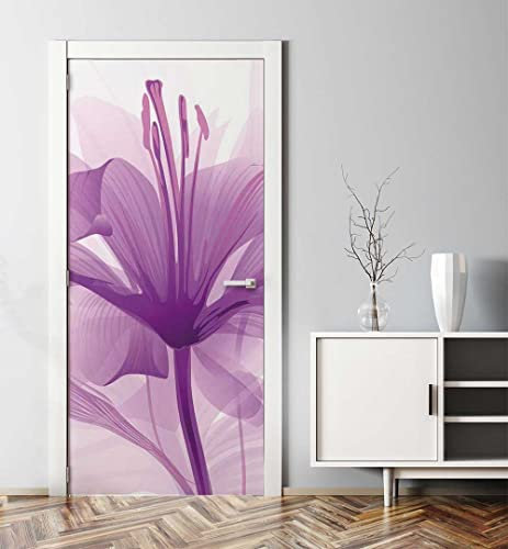 MyMaxxi - Tür bekleben mit Türtapete Türposter Türfolie Selbstklebend 90x200 offene Blüte in Violett - Tür verschönern Türaufkleber Türklebefolie Pflanze Blatt lila