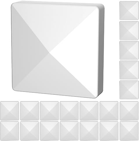RECTOO (20 Stück) 4x4 (tatsächliche Größe von 1.2x1.2 m) PVC-Vinyl-Zaunpfostenkappen, flache Vinyl-Pyramiden-Pfostenkappe aus schwarzem, langlebigem Kunststoff für Zäune, Briefkasten, Stangen (weiß)