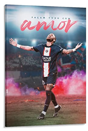 JIANJIE Neymar Kreatives Poster Fußballkunst Jungenzimmer (2) Poster Kunstdruck Wandfoto Farbe Poster Hängendes Bild Familiendekor