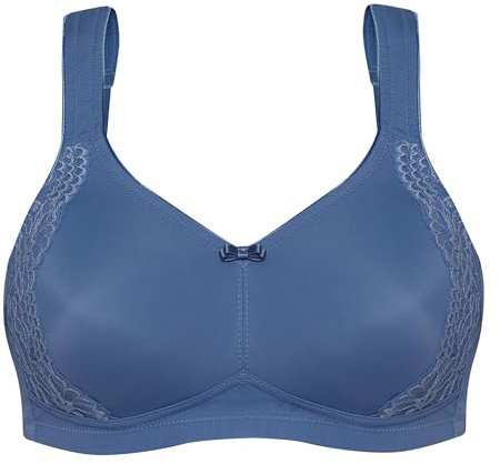 Susa Minimizer BH Damen ohne Bügel I London I Damen-BHS mit Minimizer Schnittform, verkleinert die Brüste optisch I Gemoldete Cups, breite Träger I royal Blue I 80F