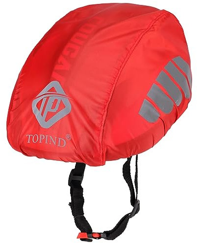 TOPIND – Fahrradhelm-Überzug aus Nylon, Winddicht, staubdicht, Regenschutz für Rennräder, mit reflektierenden Streifen, Einheitsgröße (Red(M))