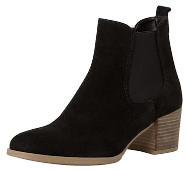 Tamaris Damen Chelsea Boots Leder Blockabsatz; BLACK/schwarz; 40 EU