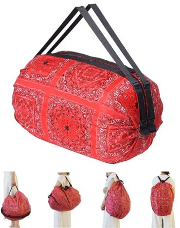 GIMIRO Multifunktionale Faltbare Tasche Reise Duffel Rucksack Handtasche Schultertasche Große Kapazität Einkaufstaschen Sport Fitness Taschen (Red Bohemia)