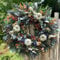 Couronne d'automne artificielle pour porte d'entrée, citrouille, rose, branches de baies, feuilles mélangées, couronne de porte d'automne pour Halloween, Thanksgiving, décoration intérieure et