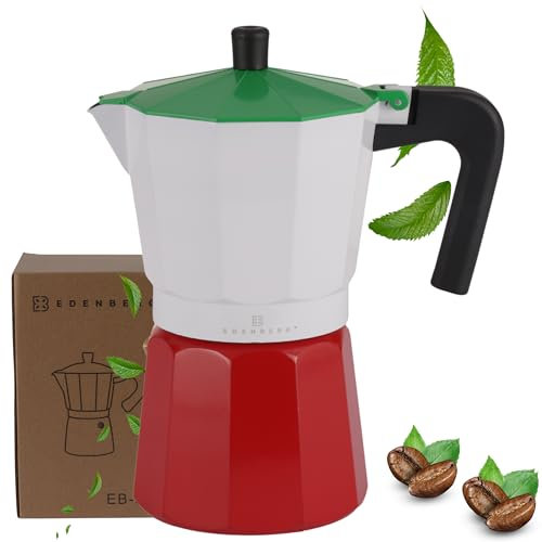 EDENBERG MARBLE EB-9313 - Cafetera, cafetera de 900 ml, para 12 tazas, ideal para preparar café espresso, cocina de inducción y gas, color blanco
