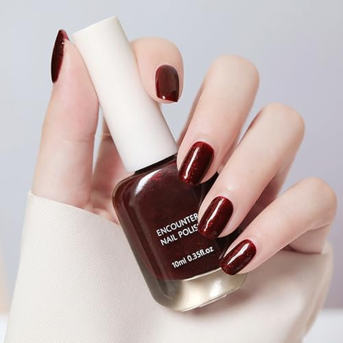 Red Wine Nail Polish - Water-Based & Chip Resistant, Highly Pigmented Shimmer Nail Gel, Quick Dry for Art Manicure DIY at Home