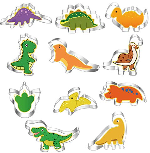11 Pcs Emporte Pièce Dinosaure, Moule à Biscuits Petits Gâteaux pour Enfants, Acier Inoxydable Emporte-Pièces Patisserie pour Cadeau Jungle Animaux Déco Anniversaire Pâques