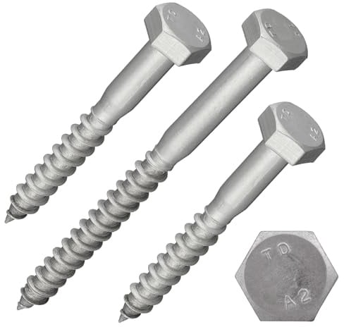 DSM – Sechskant Holzschrauben 6 x 40 mm – Edelstahl A2 – 25 Stück | DIN 571 – Teilgewinde [TrueSpec Präzision] hoch belastbar – Schlüsselschrauben, Holzbauschrauben für Balken, Pfosten uvm.