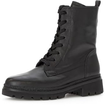 Gabor Damen Combat Boots, Frauen Stiefeletten,Moderate Mehrweite (G),Lammfell,uebergangsstiefel,schnürstiefel,warm,schwarz,40 EU / 6.5 UK