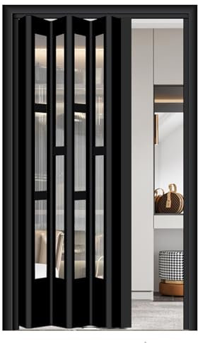 Schiebetür Falttür falttüren innentüren Glas-Schrank Akkordeon Tür - 22 30 32 36 38 42 48 50 55 79 Zoll Breite, Multifaltbare Innentüren mit transparenten Glaspaneelen, 80 Zoll hohe Falttür(Style C,Wx