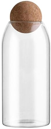Folpus Récipient de Stockage en Verre, Pot en Verre avec Couvercle en liège, Pot de Stockage des Aliments pour Farine et Riz, S 1000ml