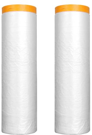 DUGEGAYL 2 Morceaux de Film masquage adhésif, 180 cm x 20 m Film masquage Peinture Voiture, Film masquage Peinture, adapté aux Murs avec carrelage, Verre