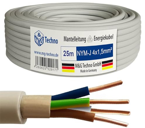 M&G Techno 30m NYM-J 4x1,5 mm² Mantelleitung Feuchtraumkabel Elektrokabel Kupfer Made in Germany