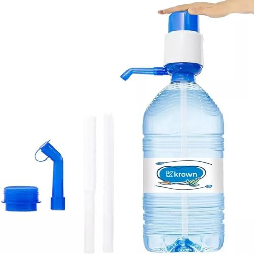 KROWN - Dispensador de Agua Manual para Garrafas, Bomba de Agua Compatible con Botellas de 2.5 a 8 litros, Tapón de 38mm y 48mm (1 Unidad)