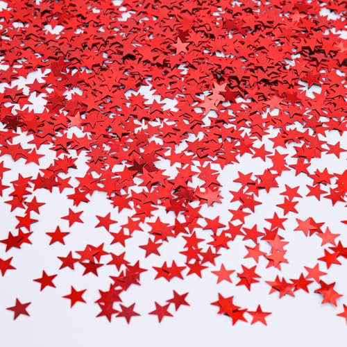 Glitzer Streudeko Sterne Konfetti Rot, Streudeko Weihnachten Silvester, Sterne Confetti Weihnachts Tischdeko, Weihnachtskonfetti Stern Deko, Glitzersterne Konfetti Geburtstag, Hochzeit, Silvester