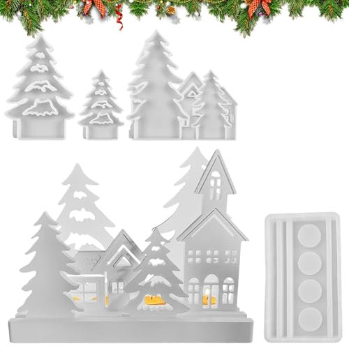 Moules en silicone en forme de village de Noël, moules en silicone pour décoration de fêtes de Noël