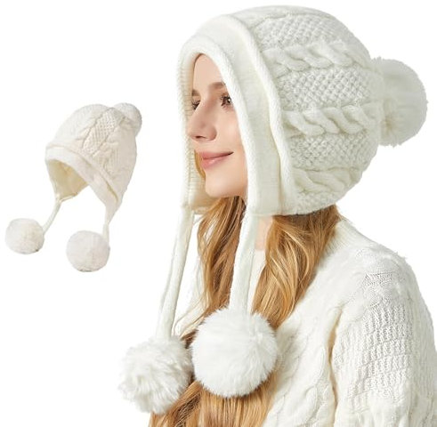Kwatieh Warme MüTze MäDchen PudelmüTze Herren Bommel BaskenmüTzen & Barette FüR Damen StrickmüTzen FüR Herren Jungen Muetze Winter MüTze Damen Lila Winter Winterhut Damen Loop Damen