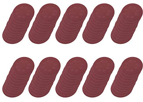 Jwthee 100 pièces papier de verre, 5 pouces 8 trous disques de ponçage bloc de ponçage papier de verre rond papier de verre de polissage tampons de ponceuse orbitale aléatoire