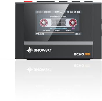 SnowSky/FiiO Echo Mini HiFi Bluetooth MP3 Player, 15Hours Playback, Independent Volume Control with 3.5mm/4.4mm Headphones Outputs (Black)